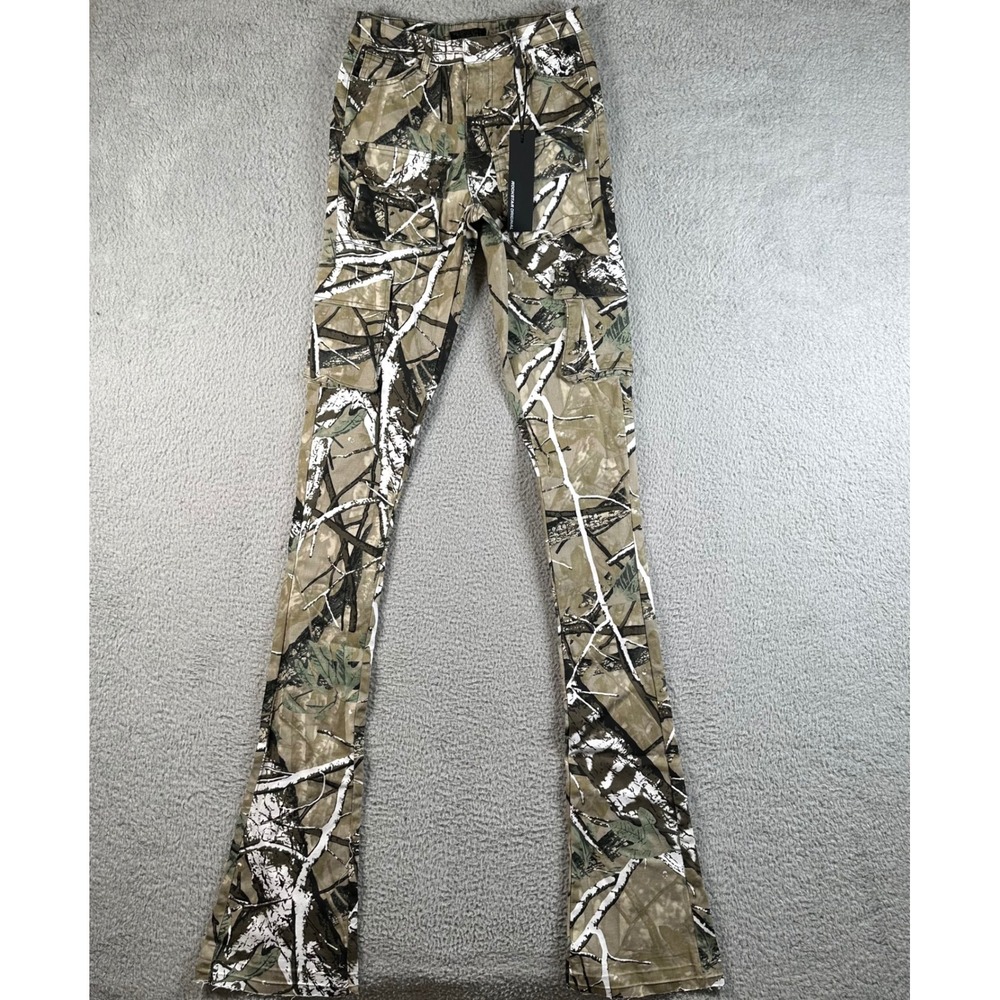 NWT Rockstar Original Noor Tree Camo Cargo Super Stacked Flare Jeans Women M Y2K